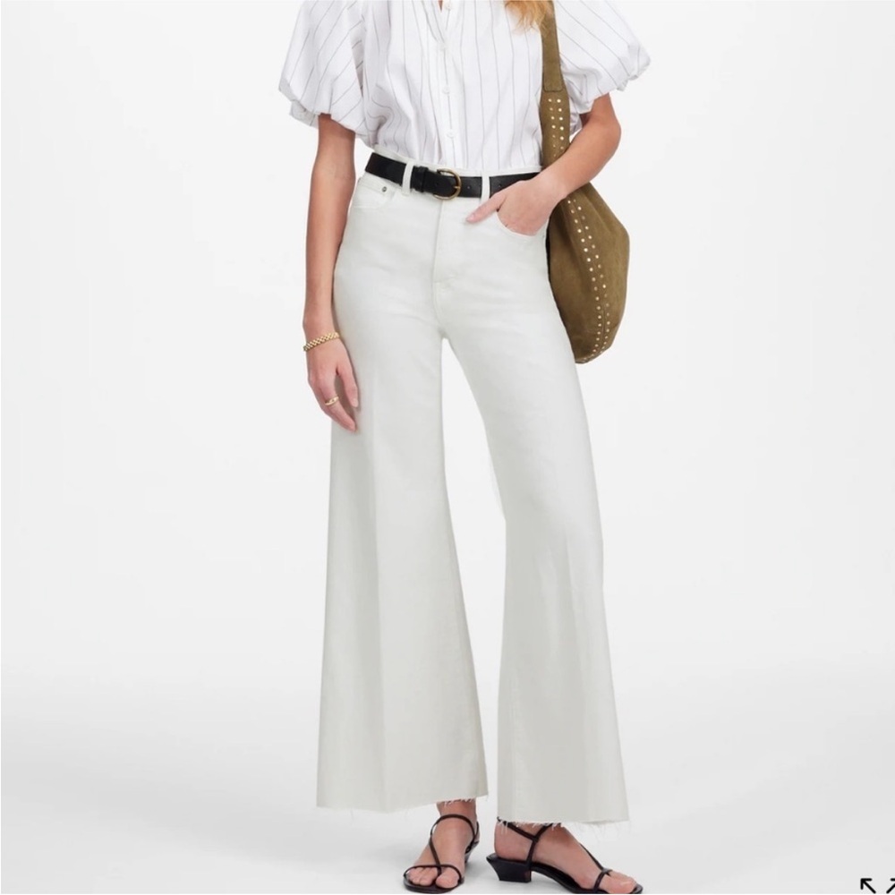 Madewell Women's High Waist Crop Flare Wide Leg White Jeans